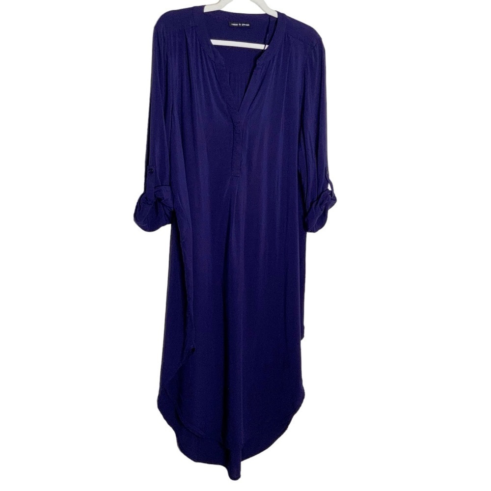 Cable & Gauge navy blue long sleeve shirt dress. Size M